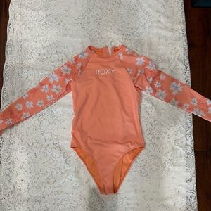 Roxy Girls Peach Blossom Rashguard swim suit  size 14